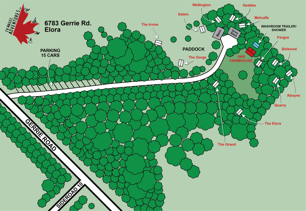 Map of Irvineside Farm, Elora, Ontario